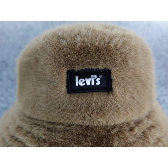 Levis Faux Fur Bucket Hat Tan Warm Winter Cozy Casual Unisex Medium - Picture 2 of 9